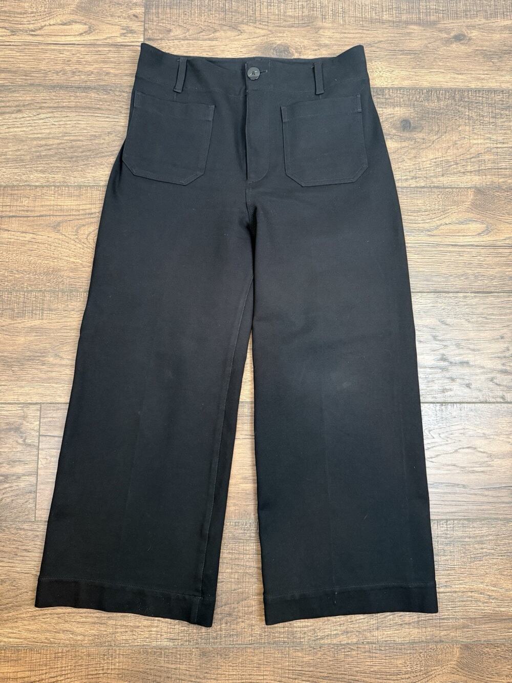 Maeve by Anthropologie Women's The Colette Wide Leg Cropped Pants Size 31 Black